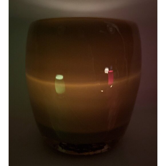 Glass.ful Votive Candle Holder Olive Green Handblown Cased Glass Canadian - Picture 8 of 9